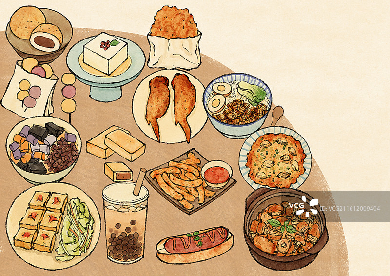 台湾美食国风插画图片素材