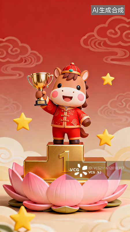 【AI数字艺术】2026 萌马夺冠新春手机壁纸图片素材