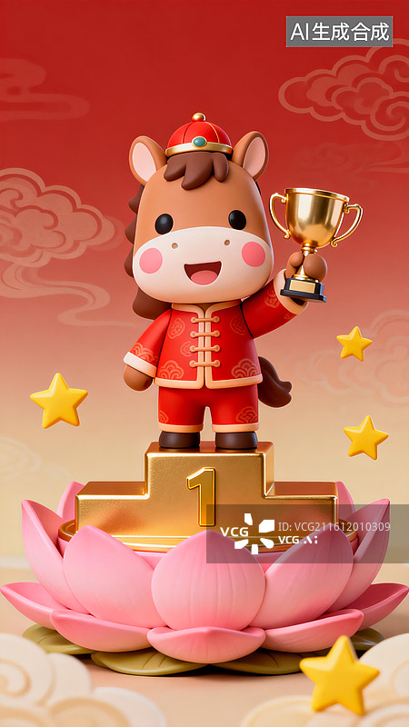 【AI数字艺术】2026 萌马夺冠新春手机壁纸图片素材