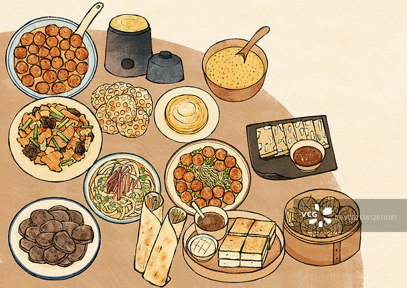 山西晋城美食插画图片素材