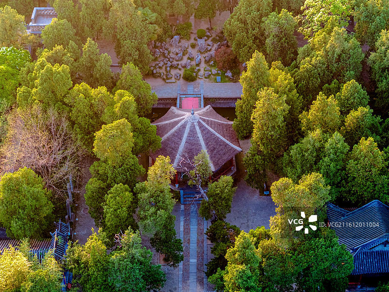 中国河南南阳卧龙岗武侯祠航拍风光图片素材