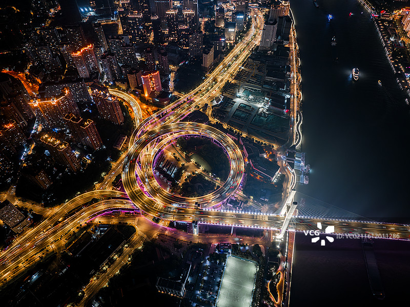 上海南浦大桥航拍全景图片素材