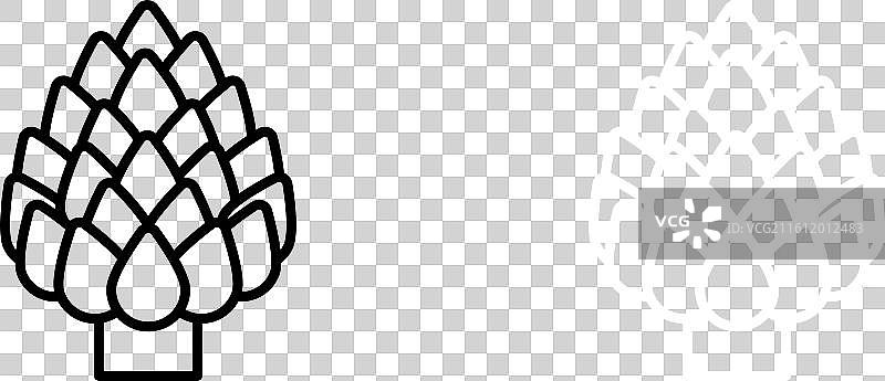 白色背景上的朝鲜蓟图标集图片素材