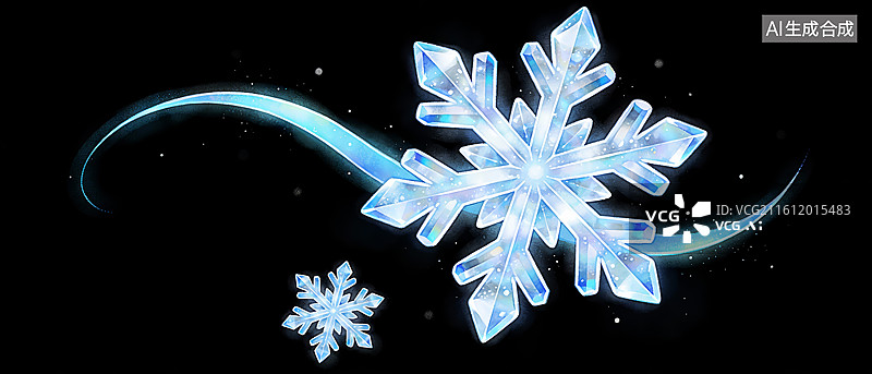 【AI数字艺术】冰晶雪花梦幻光效冬季装饰主题素材图片素材