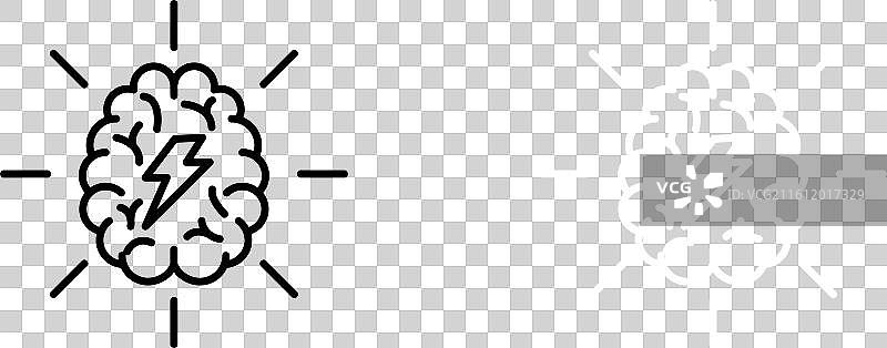 白色背景上的头脑风暴图标集图片素材