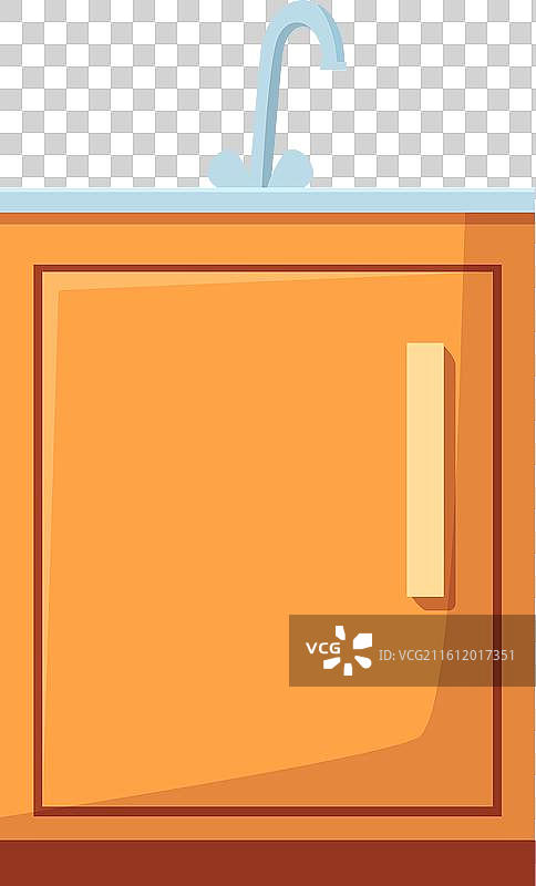 带钢制水龙头的木制厨房水槽柜图片素材