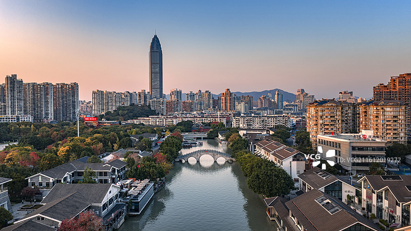 浙江温州白鹿洲公园日落图片素材