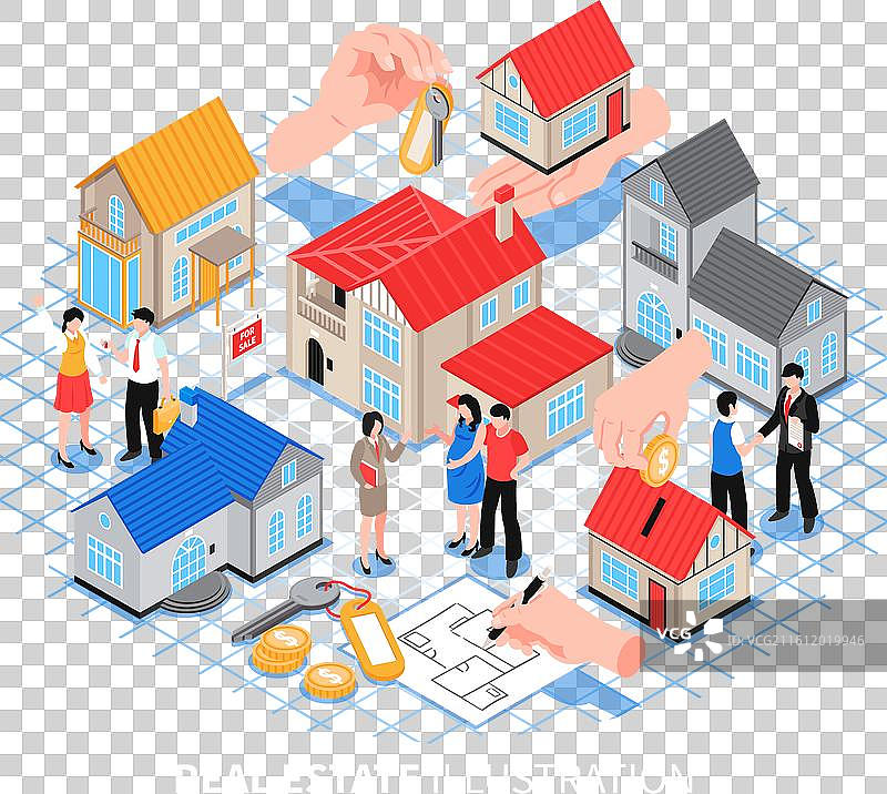 房地产中介机构等距视图图片素材
