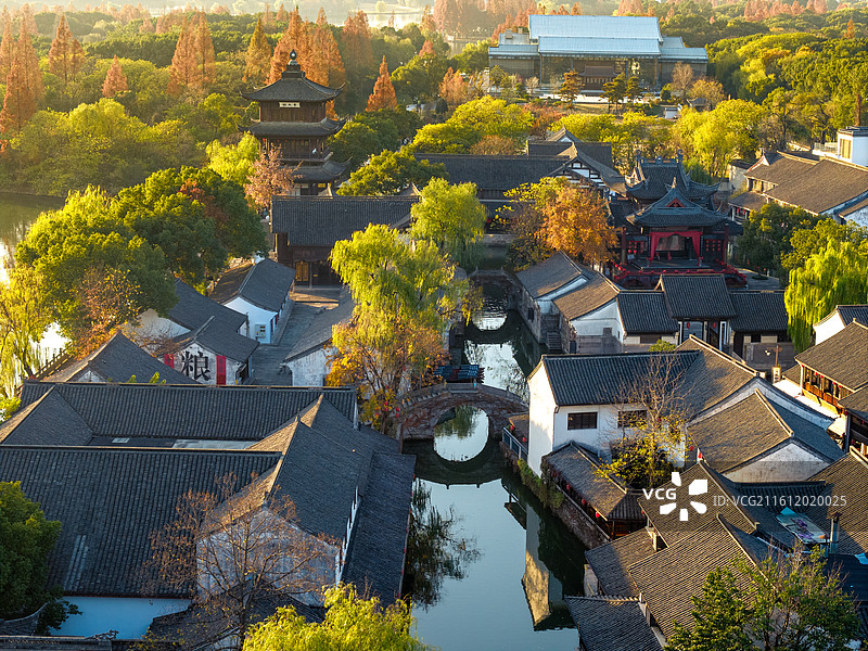 绍兴柯岩鲁镇航拍图片素材