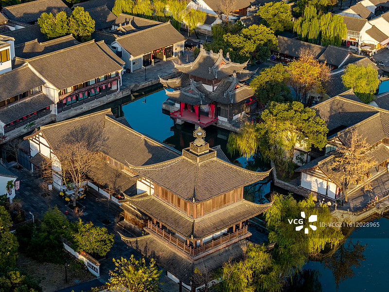 绍兴柯岩鲁镇航拍图片素材