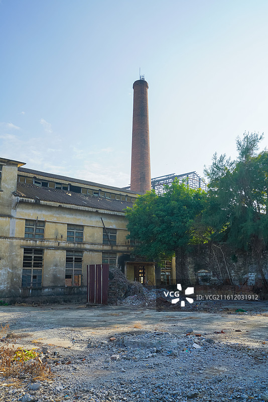 广州市，废弃糖厂，建筑航拍图片素材