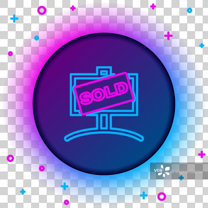 发光的霓虹灯“已售”挂牌图片素材