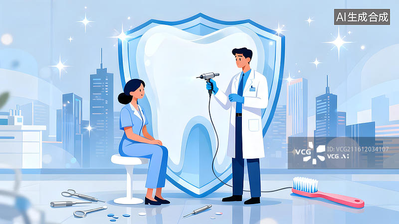 【AI数字艺术】牙医为患者检查牙齿图片素材