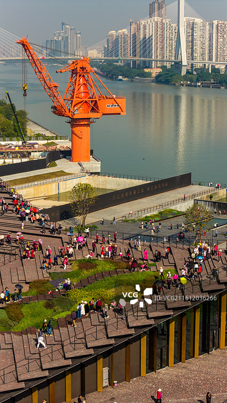 航拍广东广州广船滨江公园船台1914网红打卡地图片素材