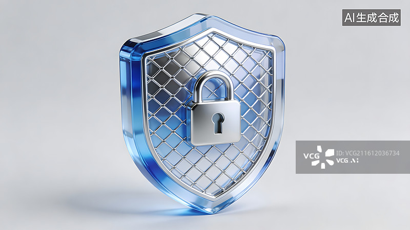 【AI数字艺术】蓝色盾牌锁具图标图片素材