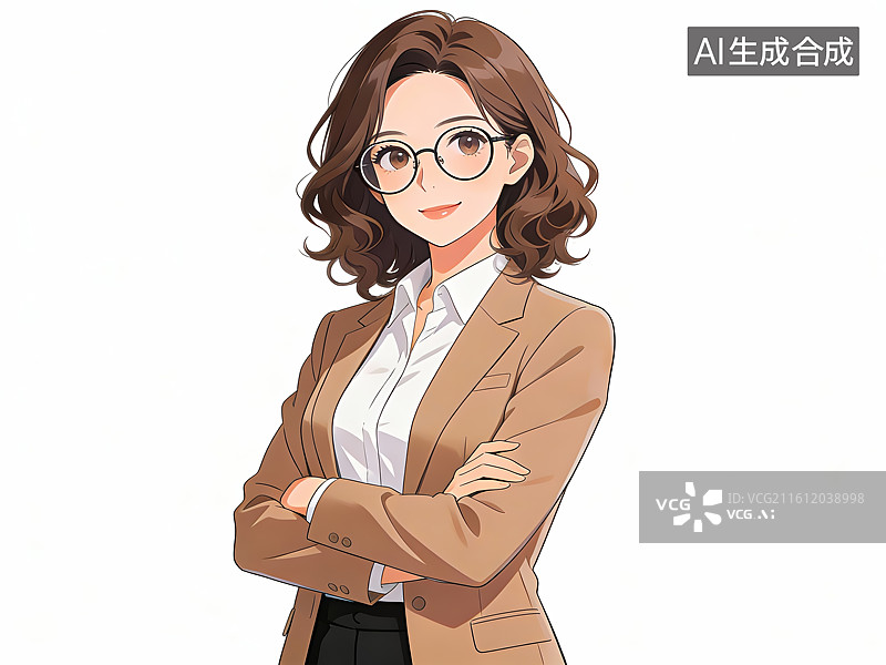 【AI数字艺术】戴眼镜的职场女性图片素材