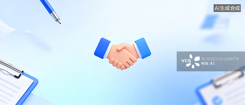 【AI数字艺术】商务握手合作场景图片素材