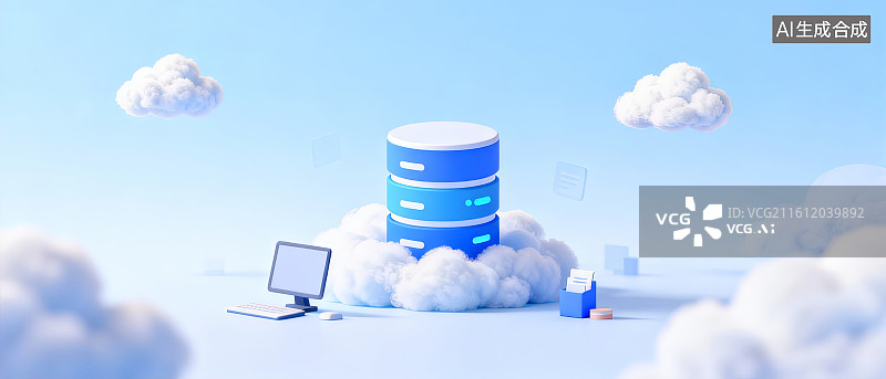 【AI数字艺术】云中数据存储设备图片素材
