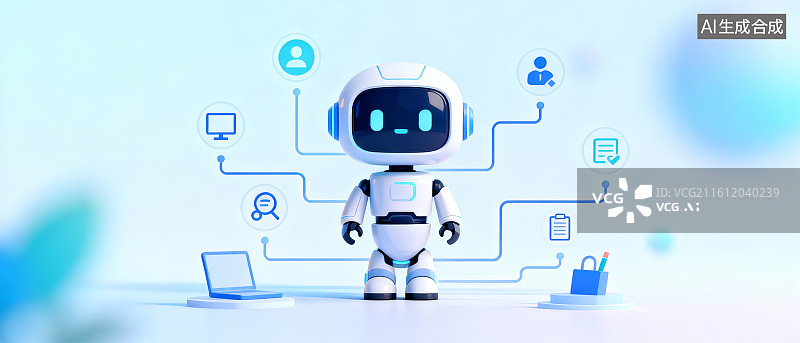 【AI数字艺术】机器人连接智能设备图片素材