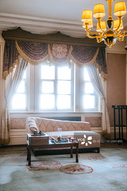 吉林长春伪满皇宫博物院缉熙楼婉容吸烟室图片素材