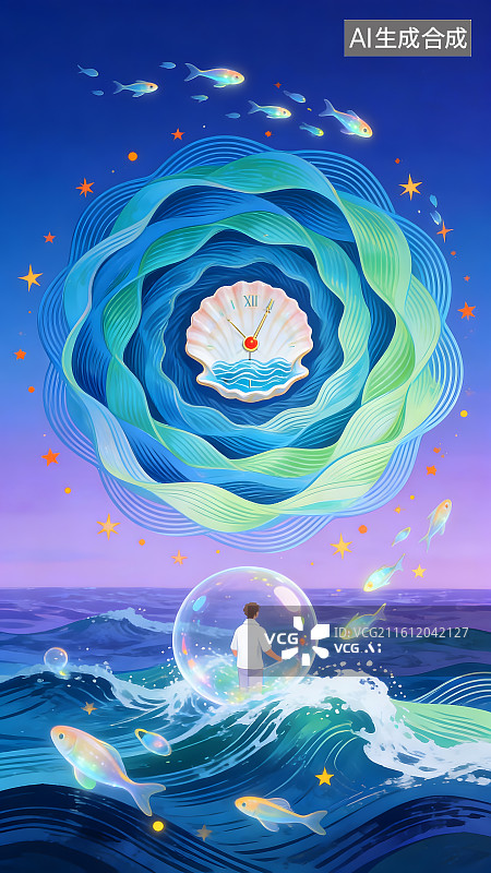 【AI数字艺术】手绘风格充满想象力的艺术抽象插画壁纸图片素材