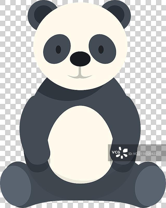 可爱的卡通熊猫坐着微笑图片素材