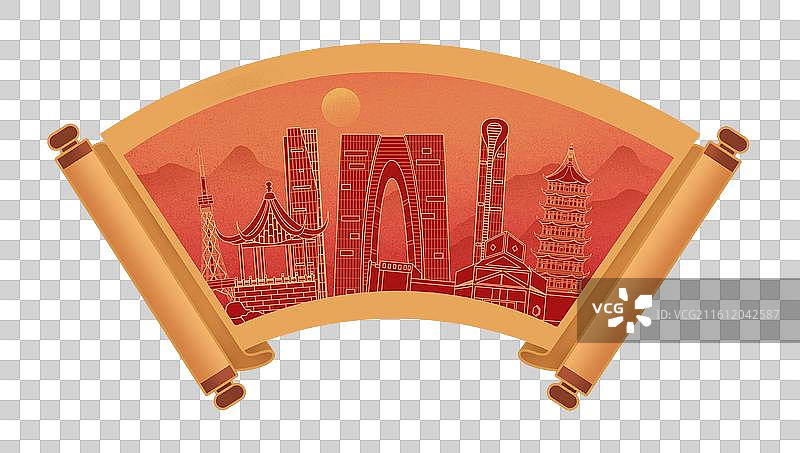 苏州中国风画卷古典卷轴书卷手绘城市建筑图片素材