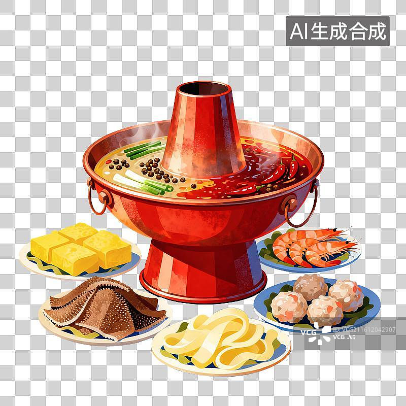 【AI数字艺术】火锅美食插画图片素材