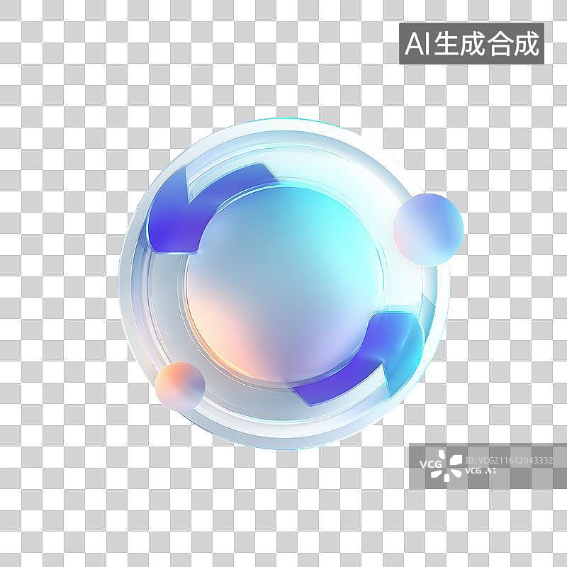 【AI数字艺术】多维连接结构的半透明球形网络节点图标图片素材