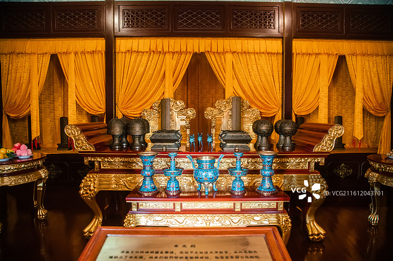 吉林长春伪满皇宫博物院怀远楼奉先殿室内陈设图片素材