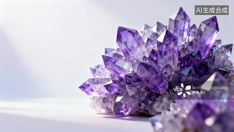 【AI数字艺术】紫水晶簇特写图片素材