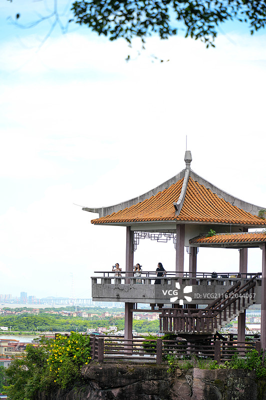 广州 番禺 莲花山 古采石场 狮子洋 浮莲岗水道 亭子图片素材