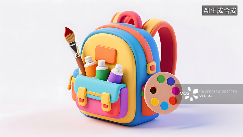【AI数字艺术】充满艺术灵感的创作书包场景图片素材