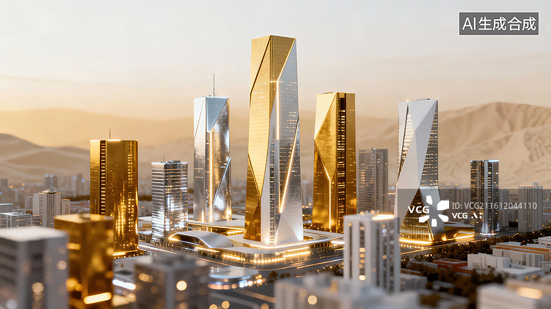 【AI数字艺术】现代城市高楼群景观图片素材