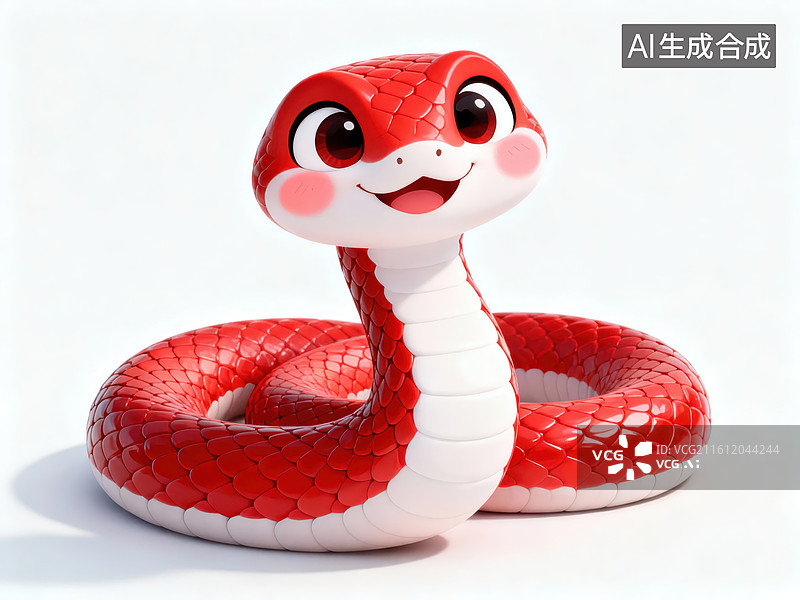 【AI数字艺术】红色卡通蛇形象图片素材
