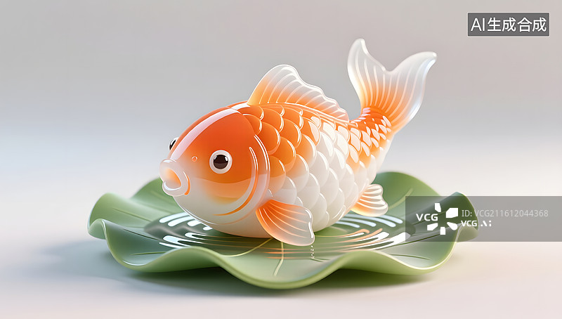 【AI数字艺术】锦鲤年糕寓意步步高升的新年祝福图片素材