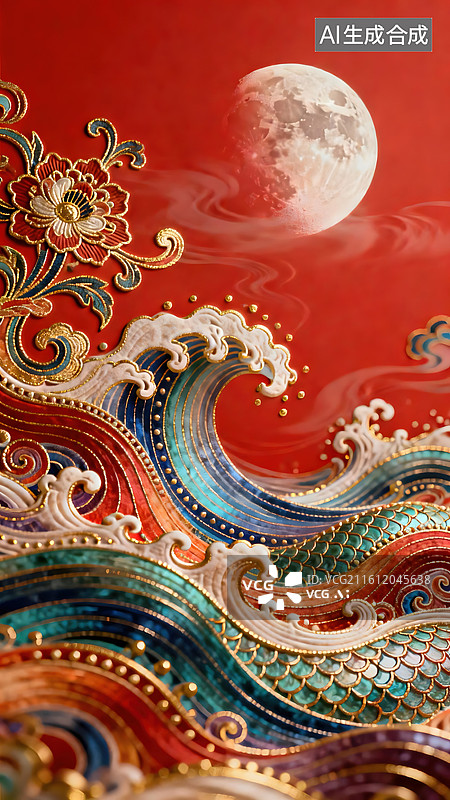 【AI数字艺术】中国传统元素，跨年，马年，喜鹊，灯笼，烟火，梅花，长城，仙鹤，饺子图片素材