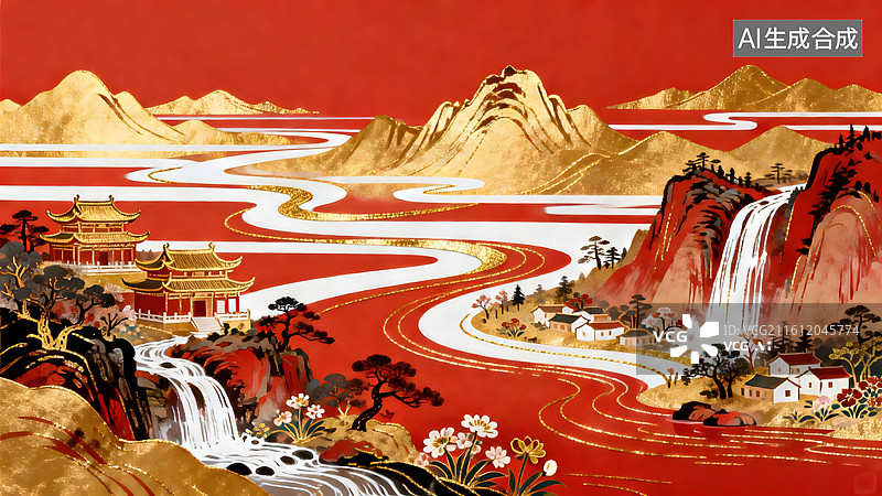 【AI数字艺术】中国传统元素，跨年，马年，喜鹊，灯笼，烟火，梅花，长城，仙鹤，饺子图片素材