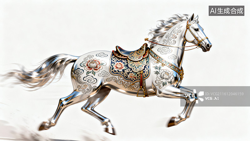 【AI数字艺术】鎏金骏马华丽纹家居装饰场景图片素材