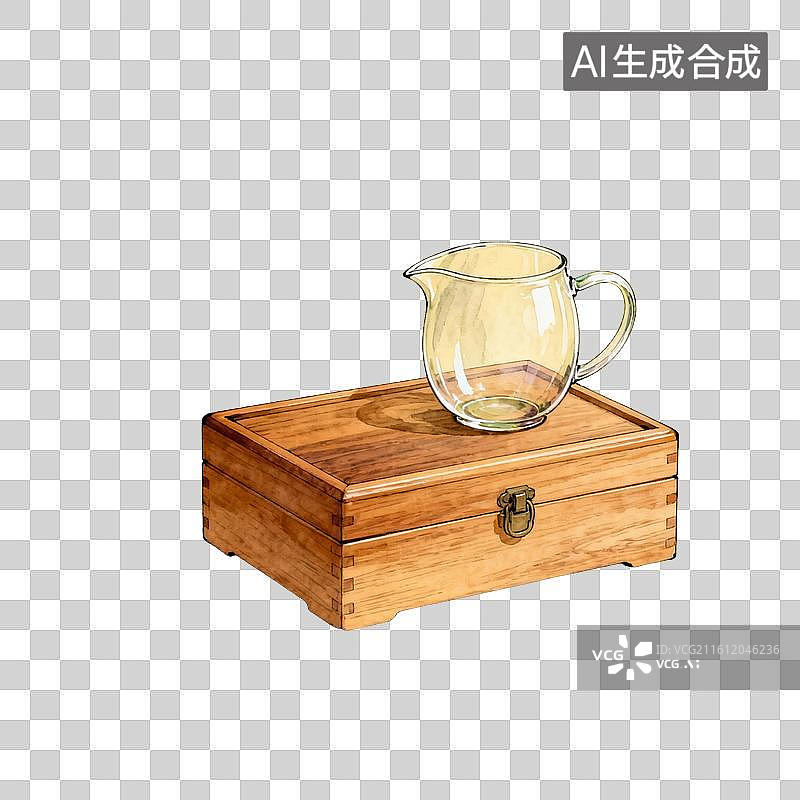 【AI数字艺术】木盒水壶自然风家居装饰场景图片素材