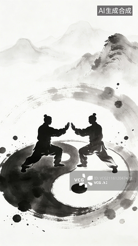 【AI数字艺术】写意水墨中国古代武侠剑客人物插画图片素材