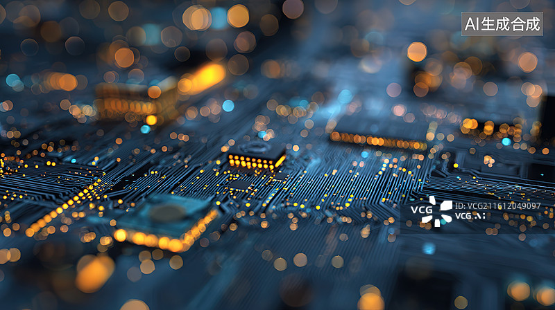 【AI数字艺术】电路板微距特写图片素材
