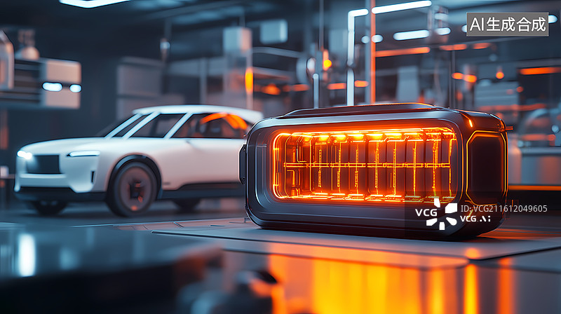 【AI数字艺术】新能源汽车电池研发图片素材