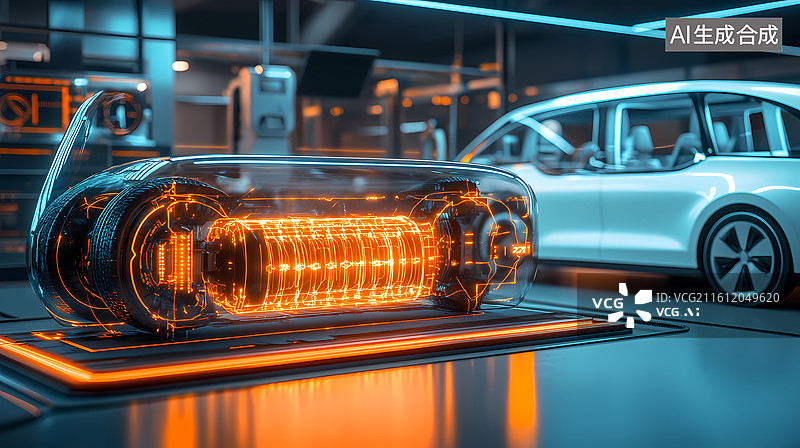 【AI数字艺术】新能源汽车电池研发图片素材