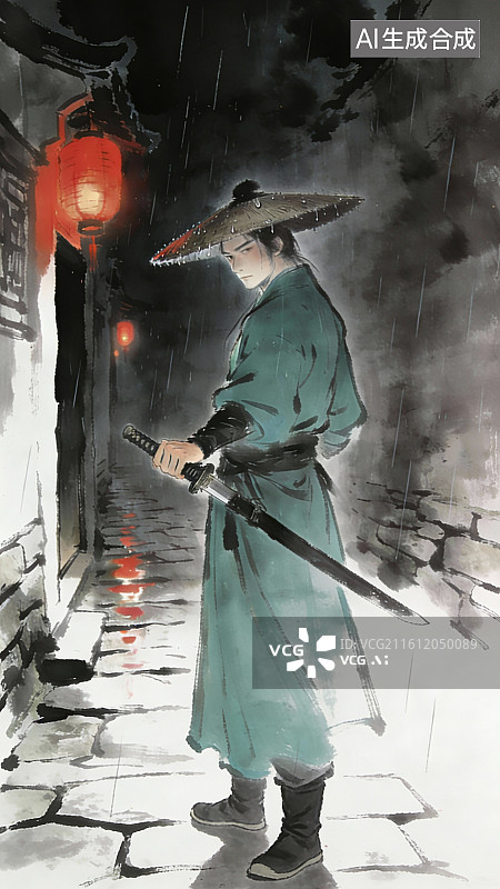 【AI数字艺术】竖版古风武侠水墨壁纸7图片素材