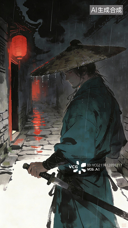 【AI数字艺术】竖版古风武侠水墨壁纸8图片素材