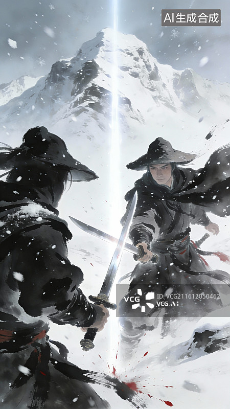 【AI数字艺术】竖版古风武侠水墨壁纸10图片素材