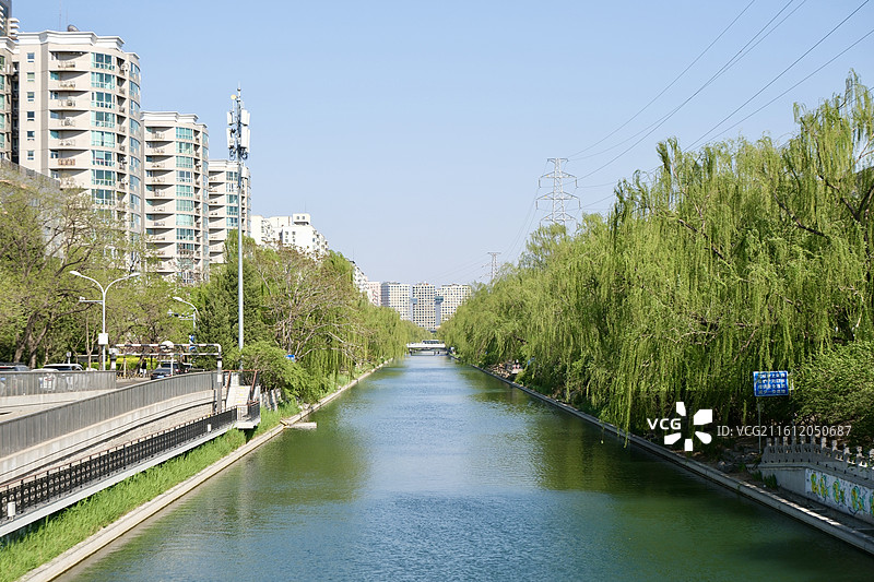 北京左安门护城河畔的春日景致图片素材