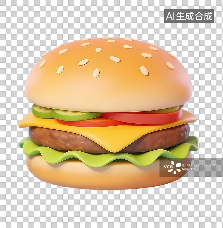 【AI数字艺术】创意分层汉堡插画图片素材