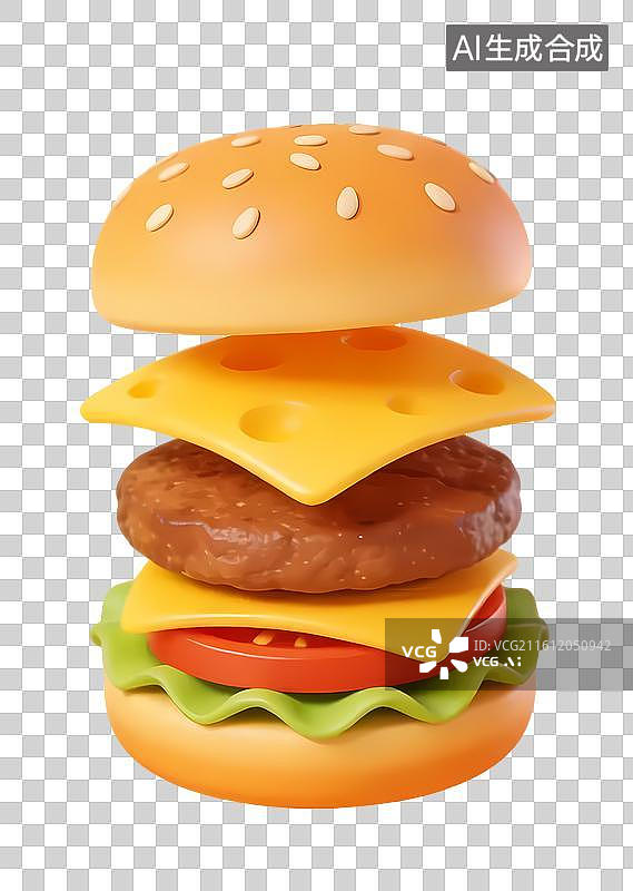 【AI数字艺术】创意分层汉堡插画图片素材